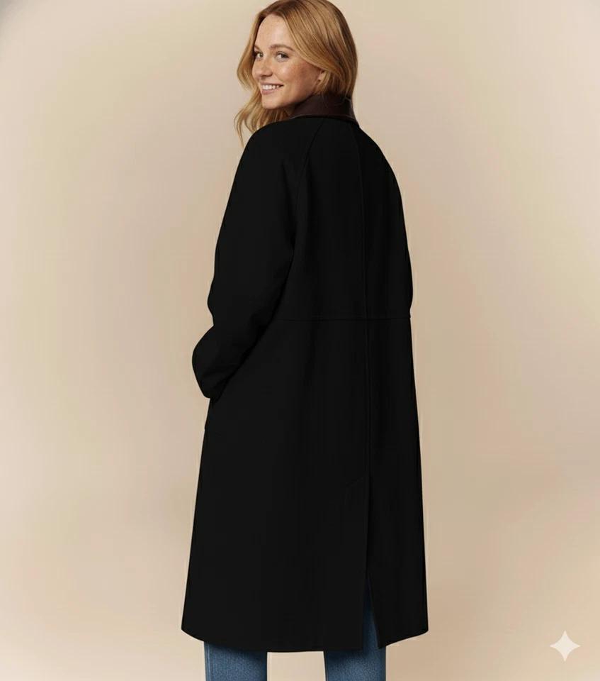 Lambskin Party Trench Casual Stylish Black Genuine Women's Coat Handmade Leather