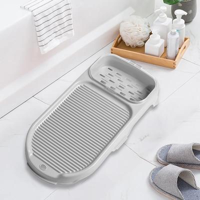 Clothes Washboard Washing Board Socks Cleaning Tool with Soap Drain Box for Sink Hotel