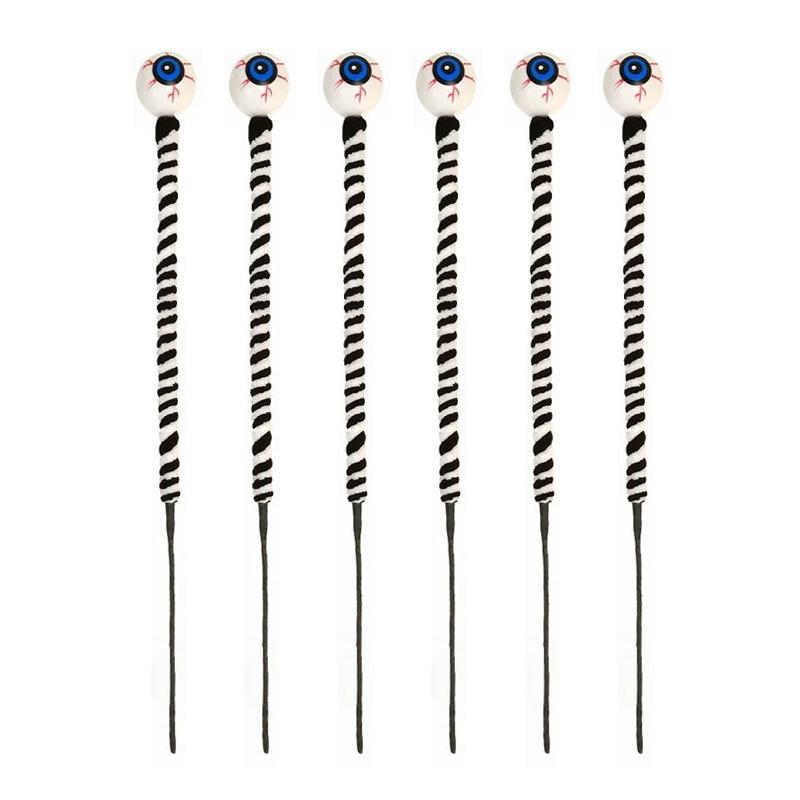 

6PCS Spooky Eyeballs DIY Craft Halloween Party Decor Creepy Black & White Yarn Twig Ornaments for Halloween Tree Decorations about 40cm