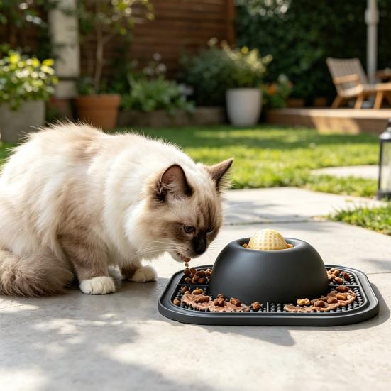 Slow Feeder Dog Bowl with Lick Mat Non-Slip Dog Lick Bowl with Interactive Rolling Ball Silicone Dog Licking Toy for Liquid And Thick Treat Dogs