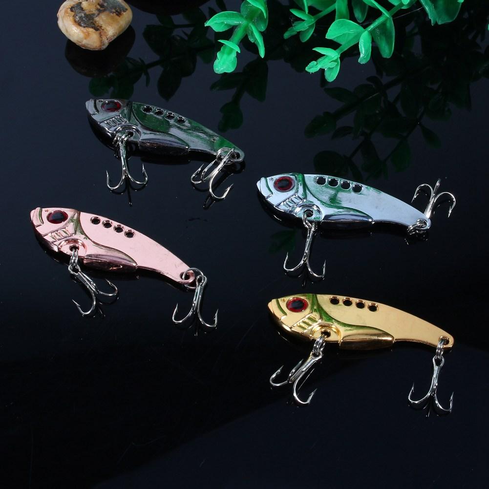 4pcs 11g 55mm Metal VIB Fishing Lures Crank Baits Red Eyes Fishlike Hook Tackle