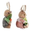2 stuks Mini Stro Konijn 25cm Schattige Paashaas Koppelfiguren voor Huis Tafel Lente Decoratie