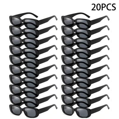 20PCS Vintage Black Square Sunglasses Woman Luxury Brand Small Rectangle Sun Glasses Female