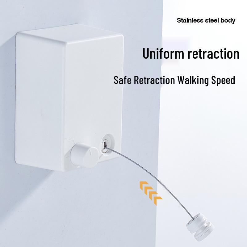 Retractable No-Drill Balcony Clothesline: Invisible Indoor/Bathroom Drying Rack with Steel Wire Rope.