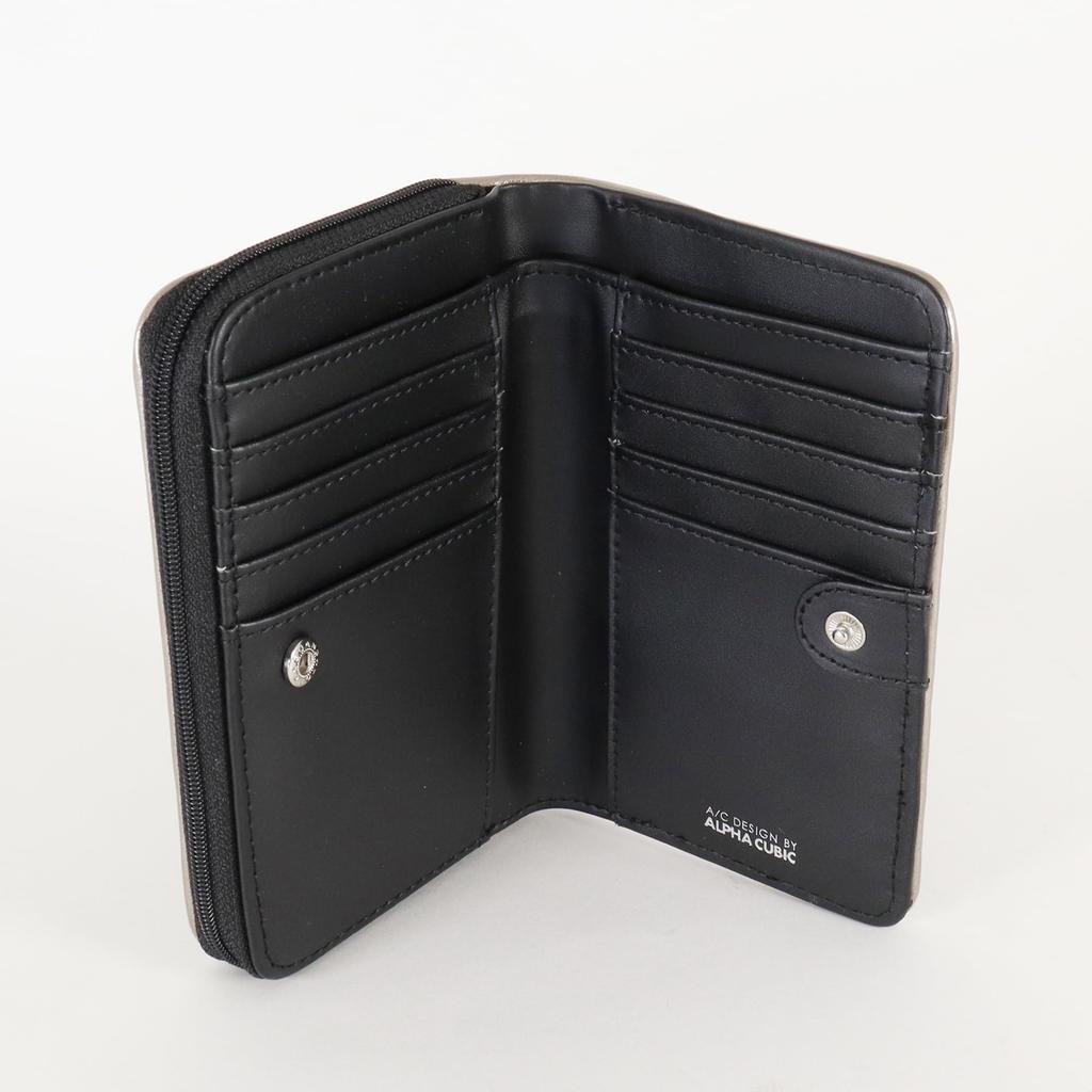 Alpha Cubic Bifold Wallet with Removable Card Large Beige Women's Zipper-Around Design, Case, Capacity, High-Quality Design,