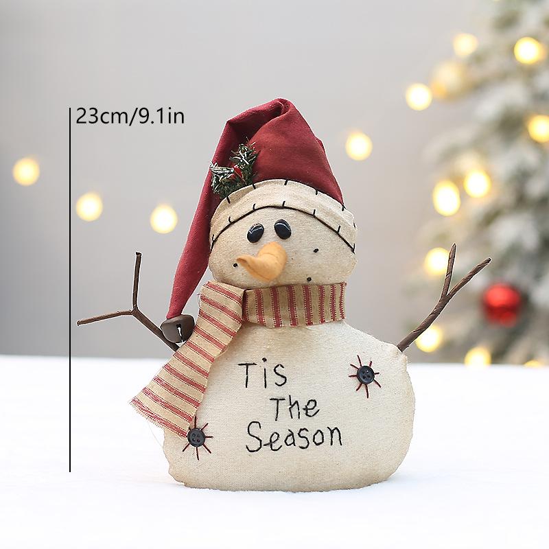 

Vintage linen machine embroidery pattern snowman doll Christmas set decoration sample ornament