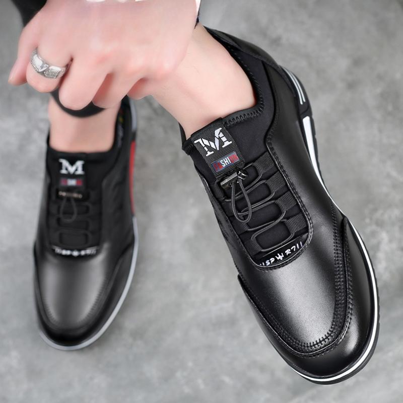 Spring Men's Leather Shoes Soft Leather Soft Soles Business Male Casual Shoes Lightweight Slip On Men Flat Shoes Non Slip Tenis