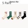 5 Pairs of Female Spring and Summer Trend Cartoon Tube Socks