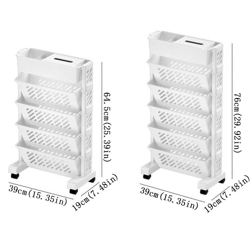 5/6 Layers Bookshelf On Wheels Large Capacity Book Storage Rack Movable Book Shelf  Student Use