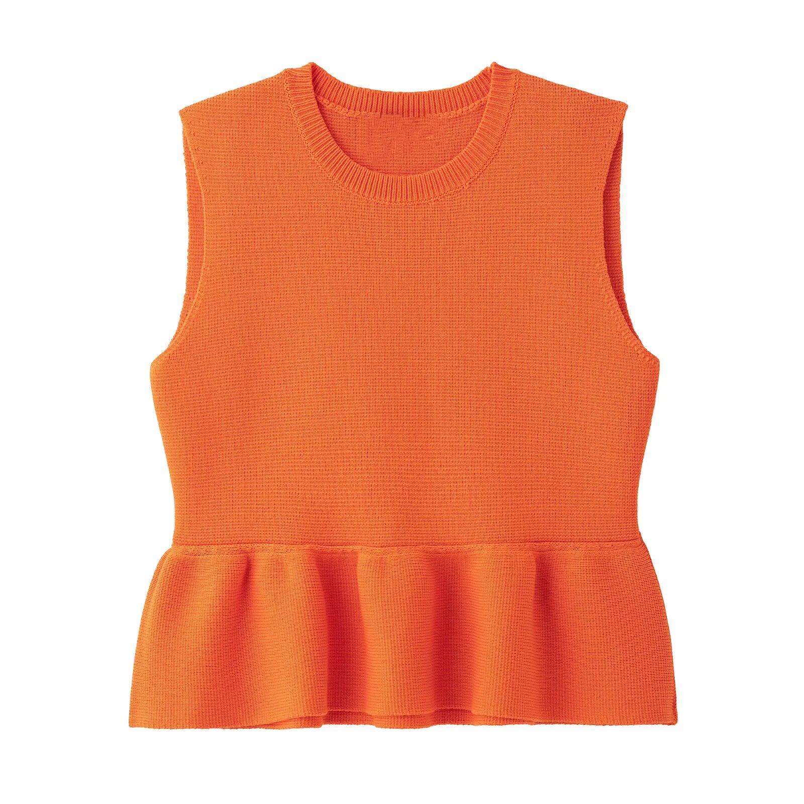 

2025 Spring Women s Slim Casual Knit Top with Skirt-Style Hem Small
