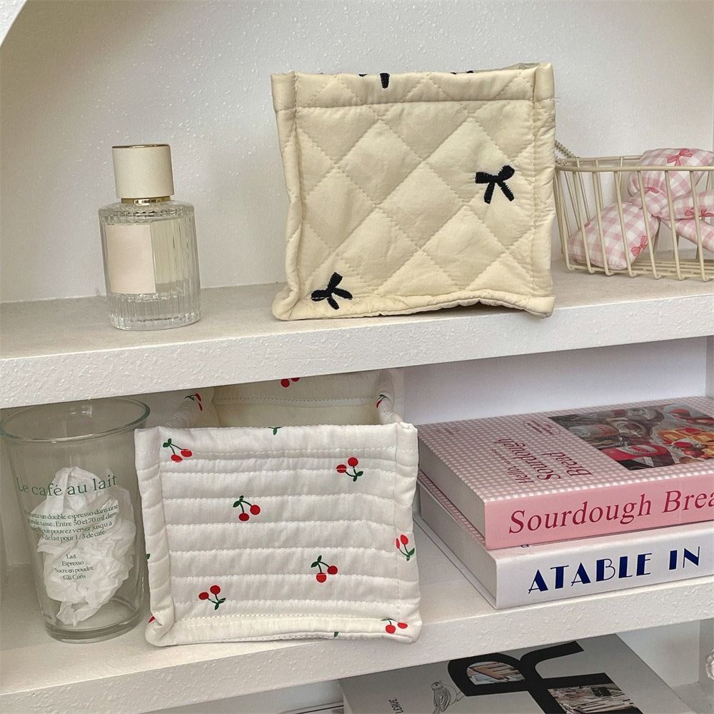 Soft PU Cosmetic Storage Pouch Large Capacity Desktop Storage Box Handmade Storage Basket  Home