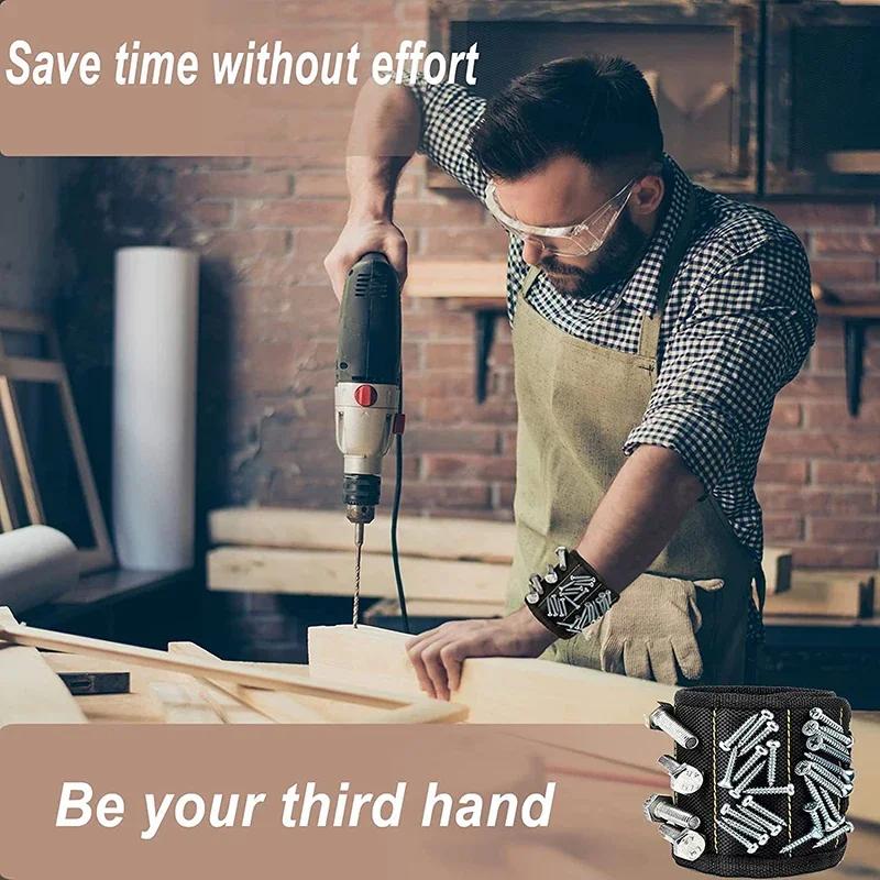 Magnetic Wristband for Holding Screws Nails Drilling Bits Wrist Tool Holder Belts with Strong Magnets Cool Gadgets for Men wome