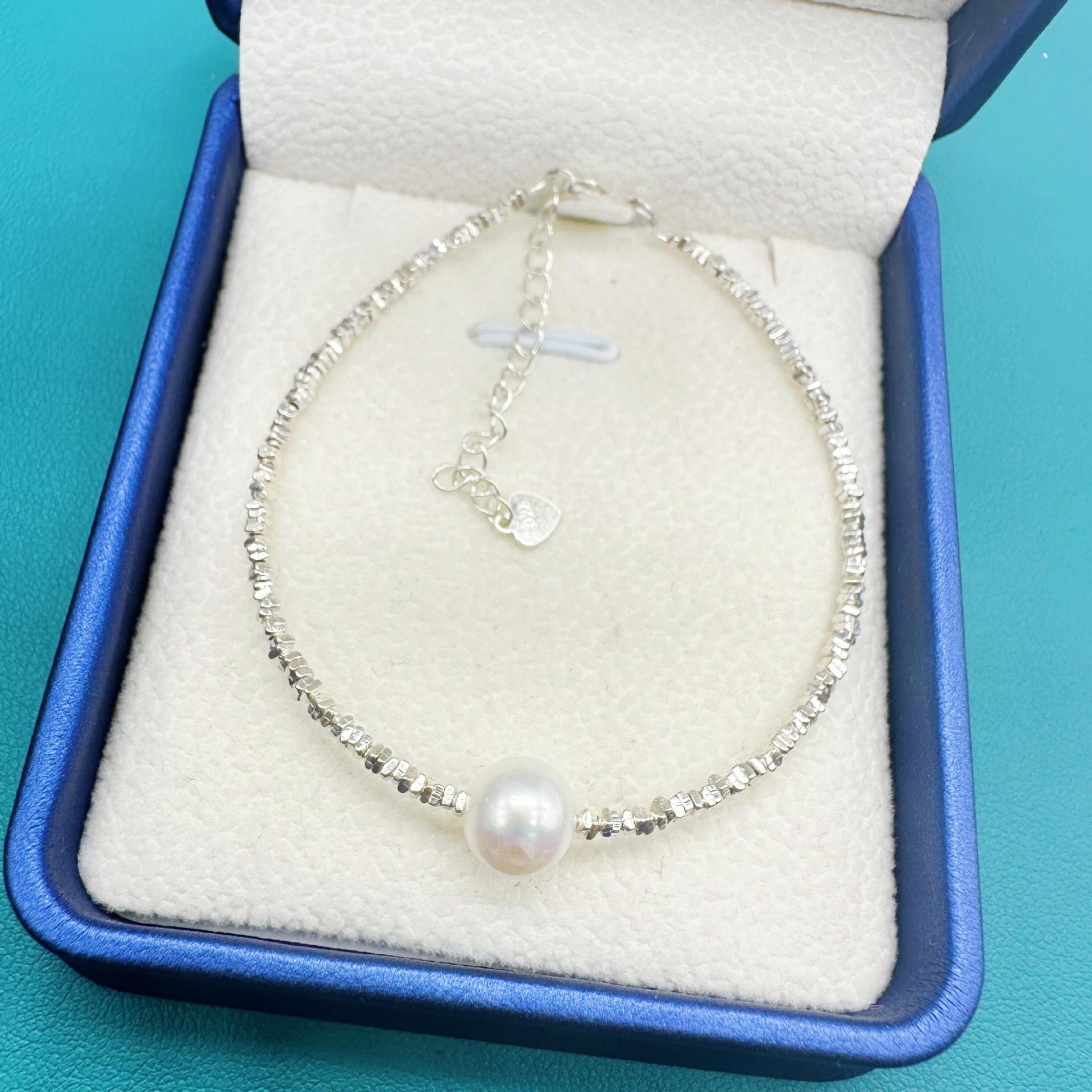 Irregular Baroque Style S925 Silver Necklace & Pearl Bracelet Set Pure Silver