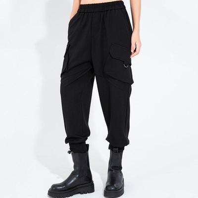 Übergröße Vintage Schwarz Hohe Taille Lässig Locker Frühling Herbst Haremshose Damen Locker Lässige Hose