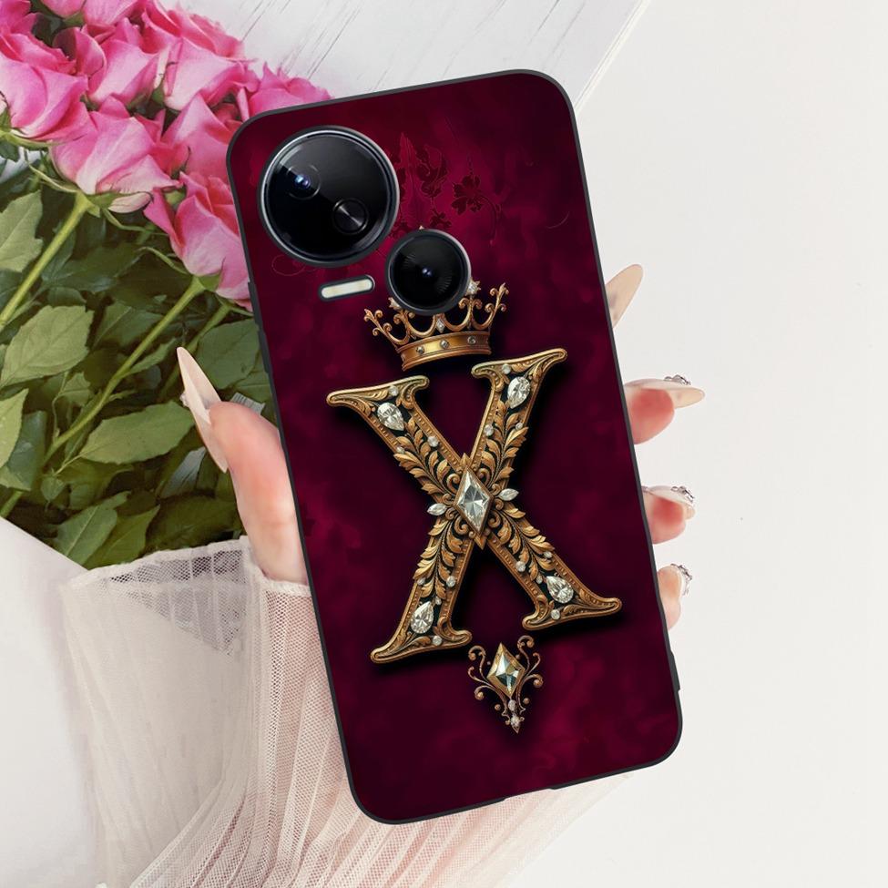 

Чехол для Tecno Spark 10 5G KI8 Силиконовый Роскошный Буквы от A до Z Корона 2D Плоский Рисунок Мягкий Корпус Для Tecno Spark 10 5G K18 Обложка Spark 10 5G KI8