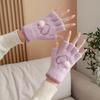 Heart-Shaped Women's Half-Finger Touchscreen Gloves: Warm, Thick, and Frost-Proof for Autumn and Winter.