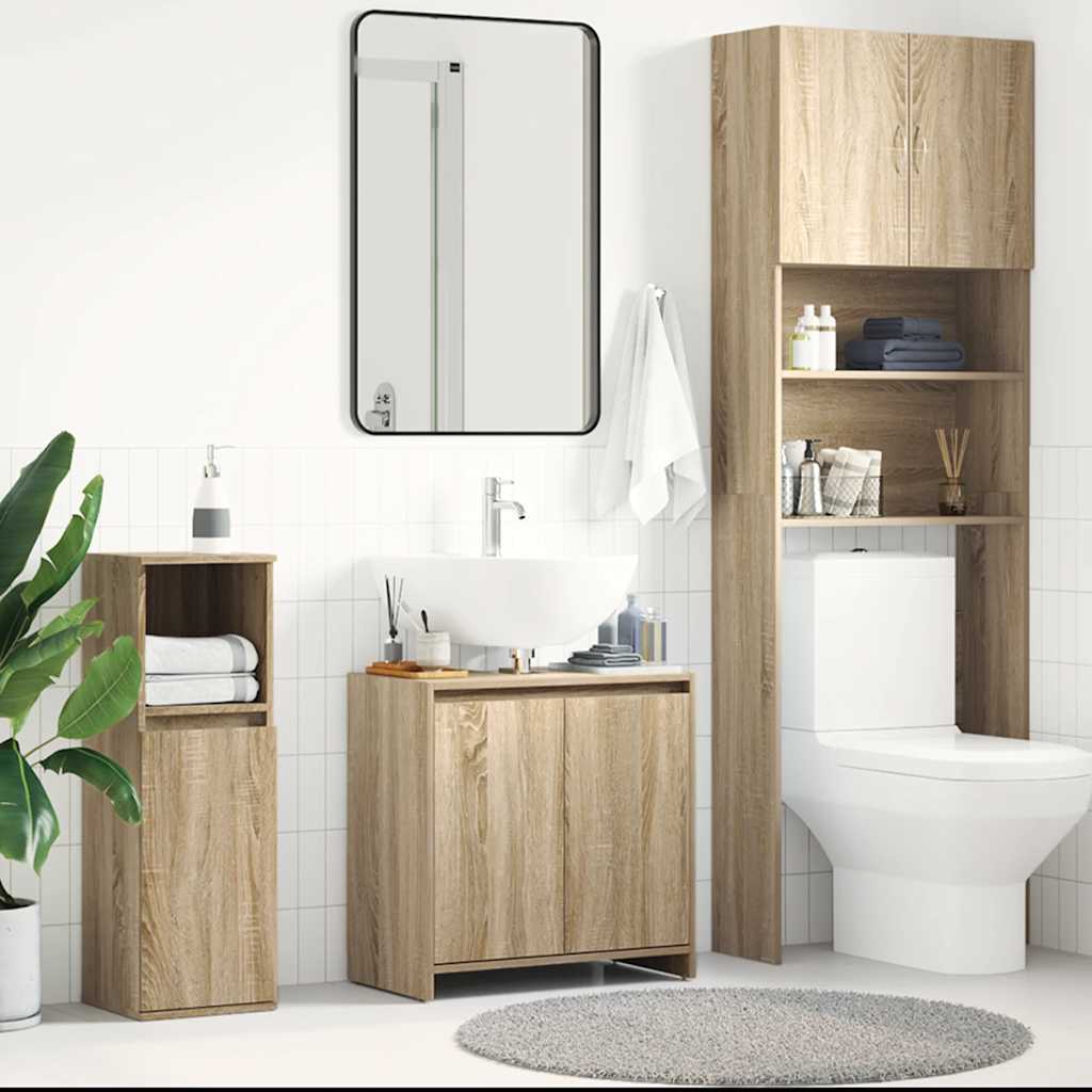 Bathroom Cabinet Sonoma Oak Finish 60 x 33 x 61 cm Particleboard