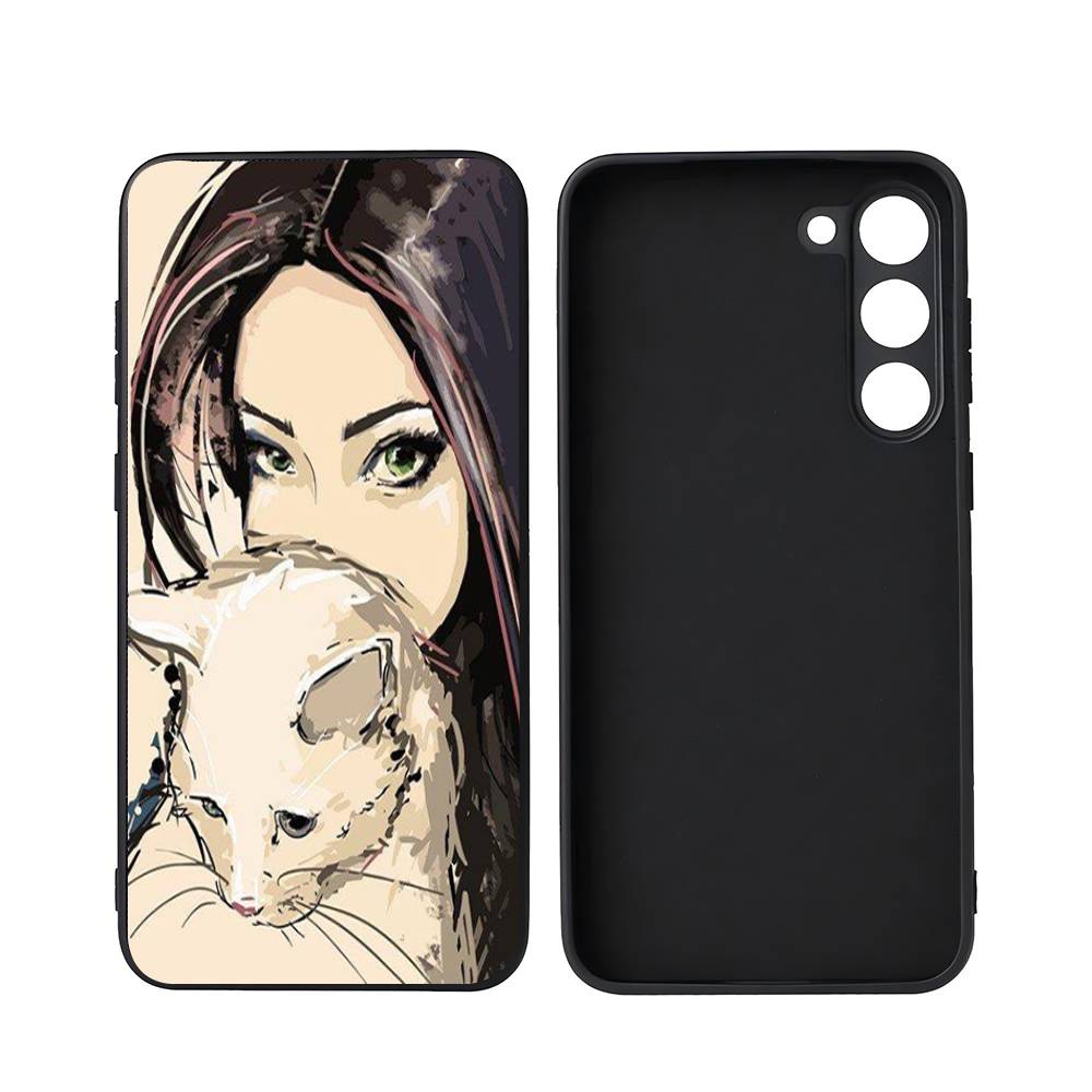 Fashion Girls For Samsung Galaxy S25 S24 S23 Ultra S22 S21 Plus S20 Black Soft Silicone Protective Case