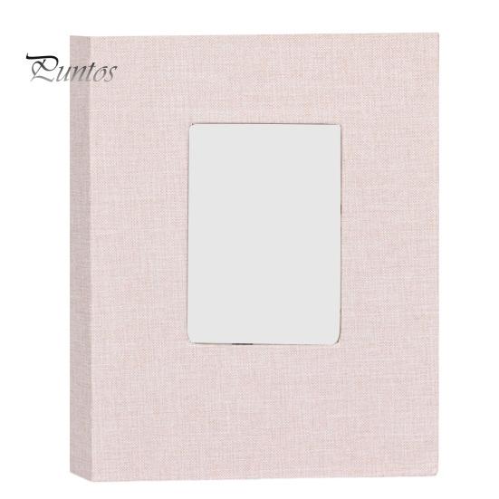 Linen Photo Album Fabric with 208 Pockets Slip-in Picture Albums Cover Memory Family Storage Book Front Window for Anniversary Vacation Wedding
