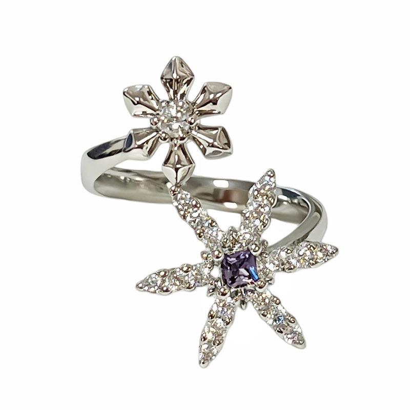 Korean Style Six-Pointed Star Heart Open Ring for Women - Trendy, Elegant, and Versatile Index Finger Jewelry