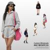 Womens Oversized Short Crop Hoodless Zip-Up Sweatshirt With Drawstring Waist Cotton Blend Streetwear Style
