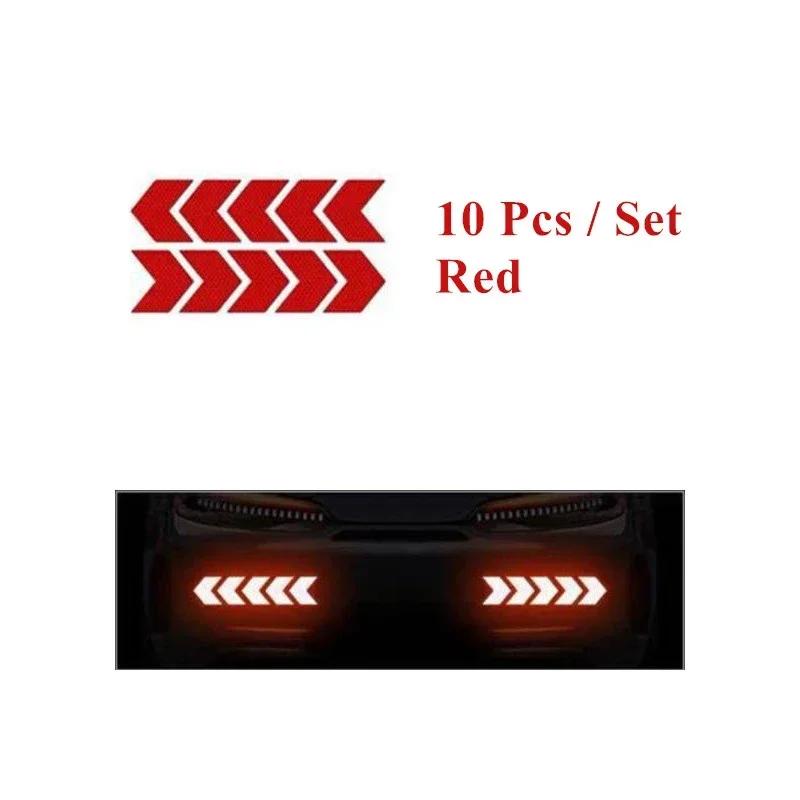 10 PCS Car Sticker Reflective Arrow Sign Tape Warning Safety Sticker For Car Bumper Trunk Reflector Hazard Tape Car Styling