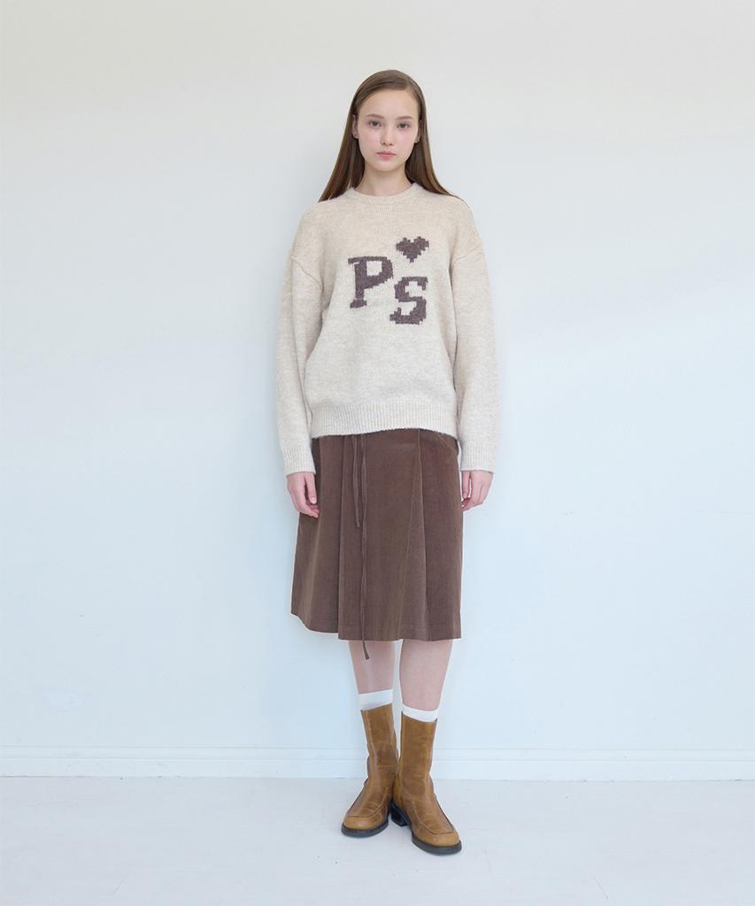 Pisis String Belted Corduroy Skirt_Brown