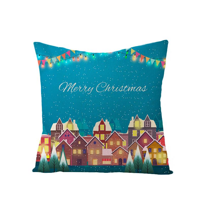 Christmas Polyester Pillow Cover Cartoon Digital Print Cushion Cover New Home Decoration Cushion Cover