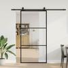 VidaXL Sliding Door Hardware Kit Black 102x205cm ESG Glass, Interior Door, Interior Barn Door, Door 3375923
