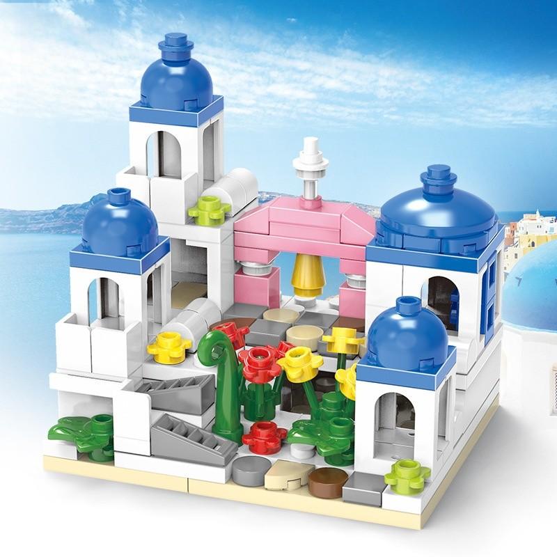 Plastic Assembling Kids Building Blocks For Santorini Castle Toys Educational