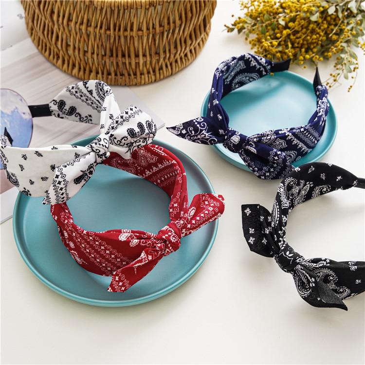 Moda algodão caju flores impressão macio largo hairhoop acessórios de cabelo para mulheres casual arco cruz étnica bandana