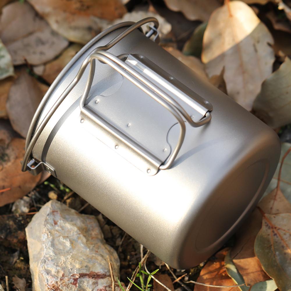 750ml Camping Coffee Cup with Press Plate Titanium Coffee Maker French Press Pot with Lid Outdoor Cookwarer for