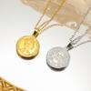  Double Sided Elizabeth Pendant Necklace Stainless Steel Charm Round Lettering Necklaces Women Girl Fashion Jewelry Gifts