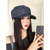 Korean Ins Floral Flat-Top Equestrian Hat Female Small Fresh And Sweet Face Small Outdoor Sunshade Cap