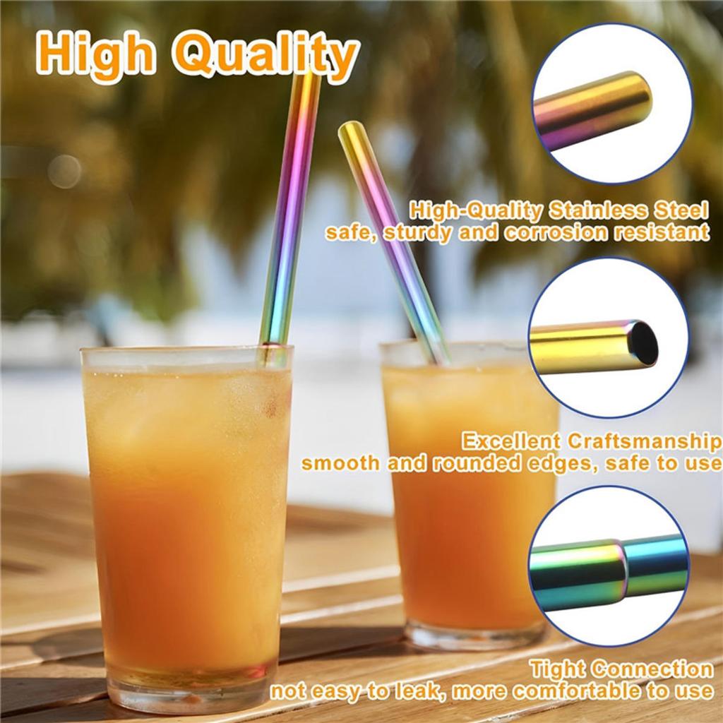 Reusable Telescopic Straw 304 Stainless Steel Suction Tubes with Cleaning Brush Portable Drinking Straw Set for Travel with Case