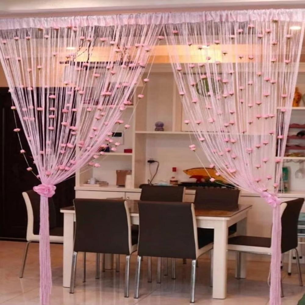 100x200cm Vestibule String Curtains Rose Flower Divider Curtains Door Line Curtain For Living Room