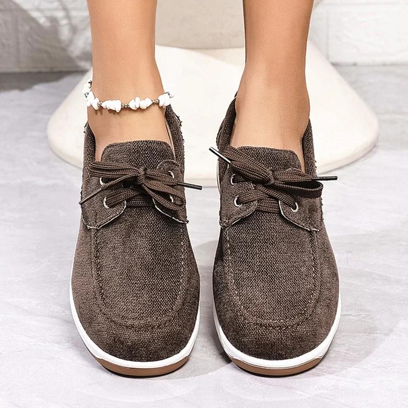 Fashion 2025 New Style Women Round Toe Flat Shoes Fashion Ladies Casual Shoes Plus Size 36-43 Female Spring Footwear  Canvas Shoe