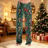 Women's Christmas Print Pants Fuzzy Casual Pants for Holiday and Winter Wear