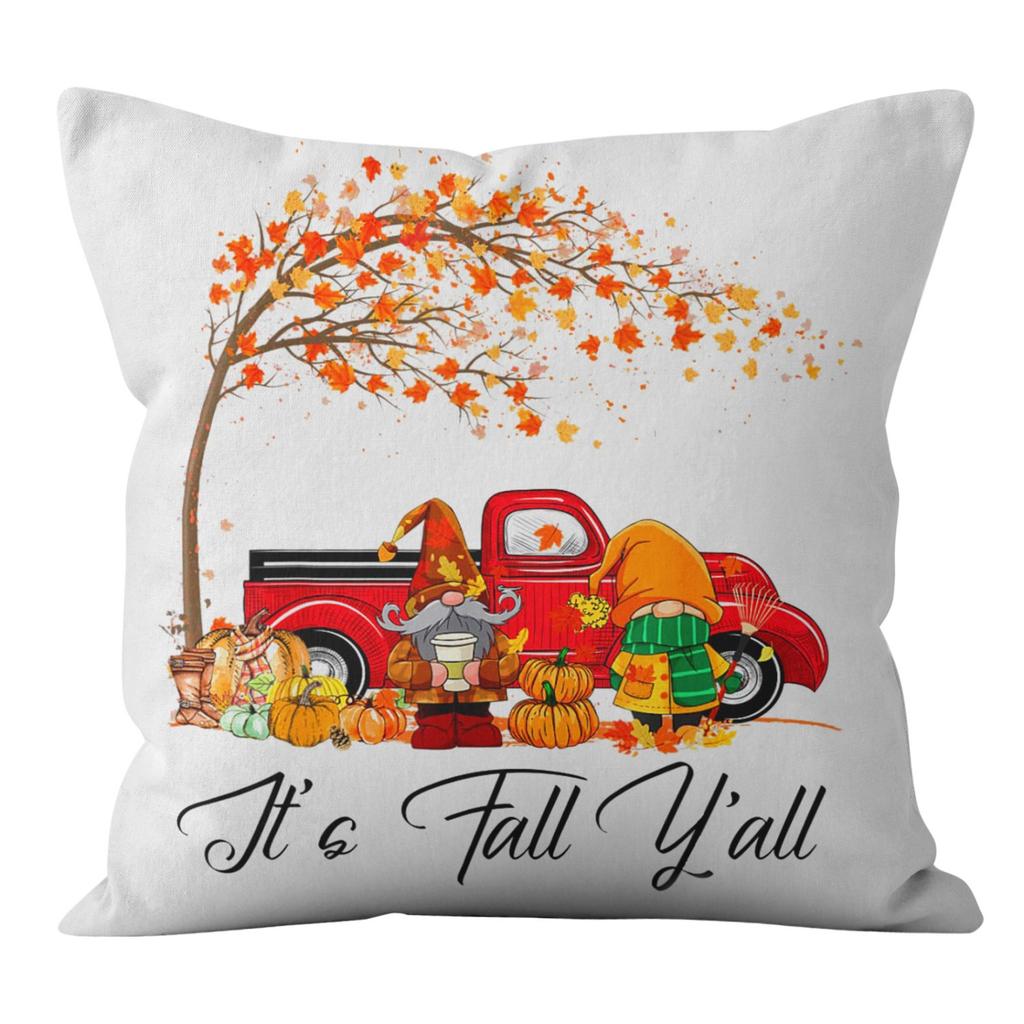 Home Thanksgiving Throw Pillow Cover Ultra Short Pile Pumpkin Gnome Cushion Cover
