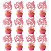 Celebration Baby Birthday Cake Decor Kit With Pink Glitter Paper Flags Event For