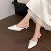 Fashion 2025 Summer Fashion Women Pointed Toe Slipper Nude White Square Low Heels Outsides Ladies Slides Casual Beach Mules Slides Shoes