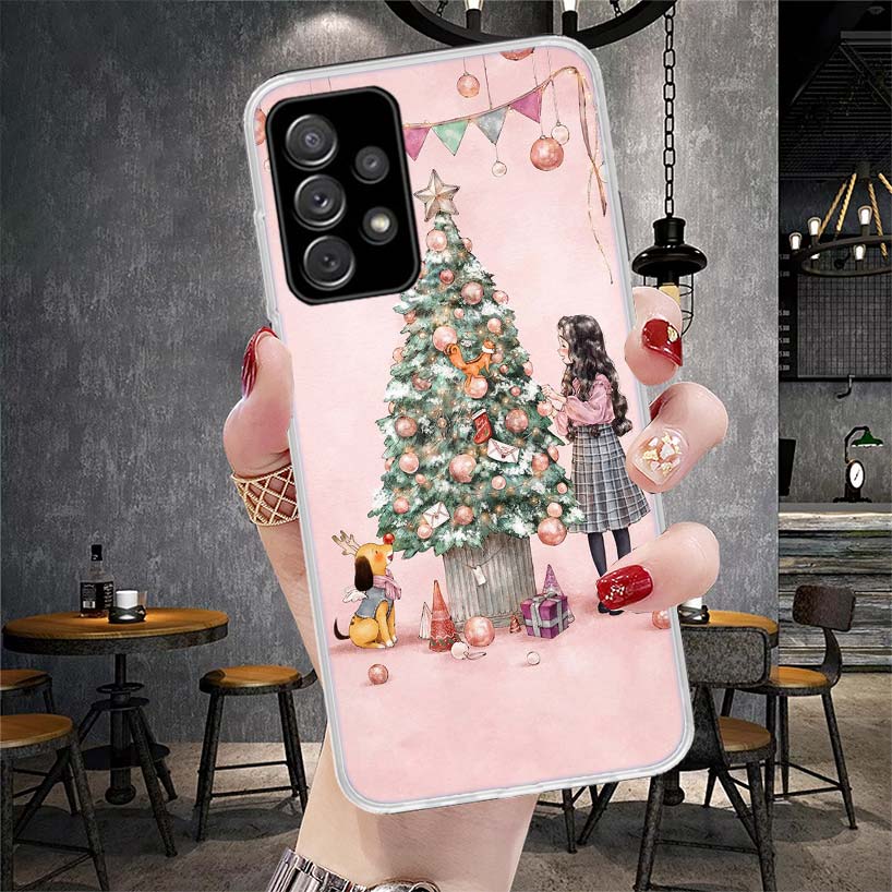 Christmas Girls Tree Gift Phone Case For Samsung Galaxy A13 A14 A15 A16 A17 A53 A54 A55 A56 A57 A33 A34 A35 A36 A37 A23 A24 A25