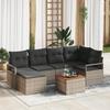 7-Piece Garden Sofa Set with Grey Cushions Poly Rattan Acacia 3356396