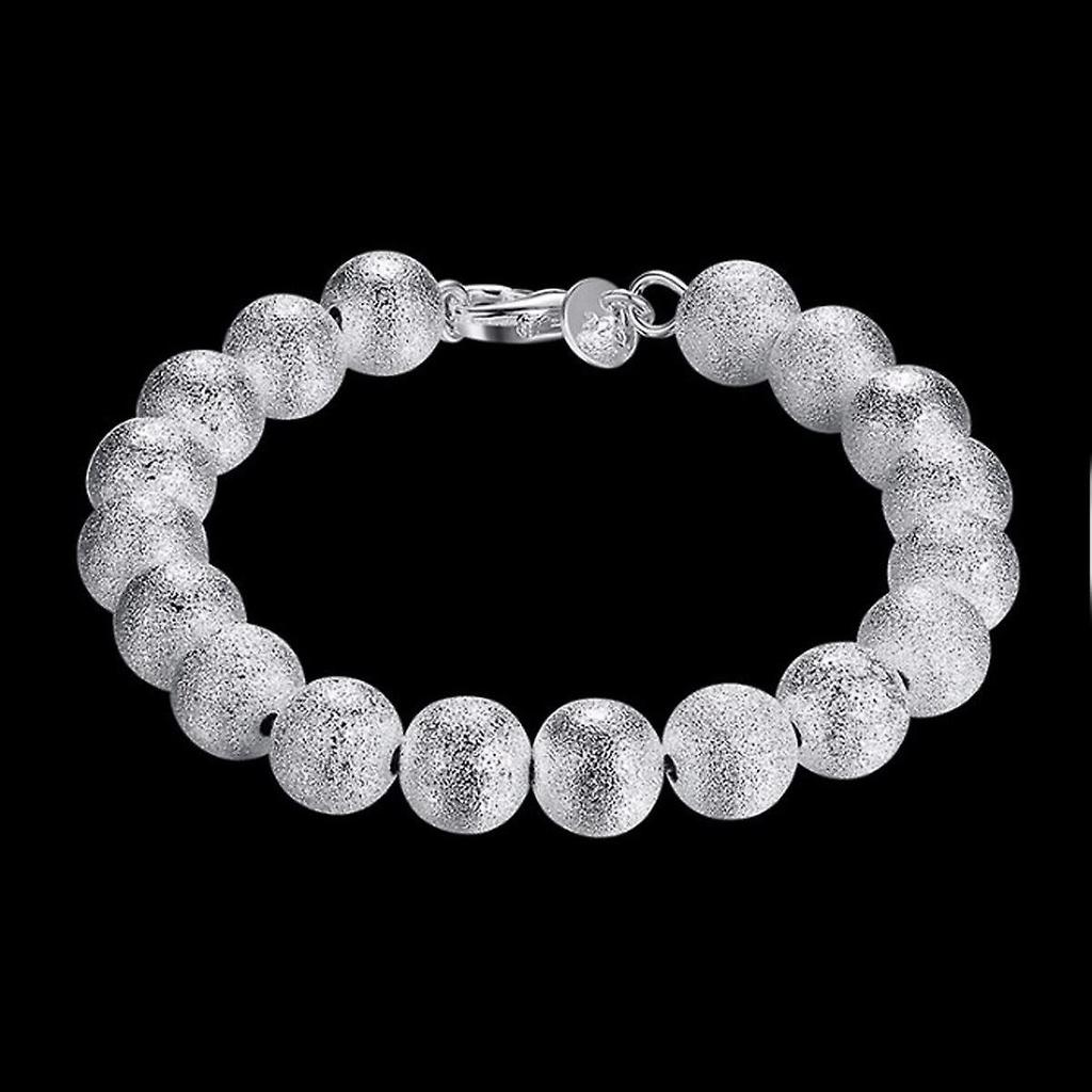 Ladies Textured Silver Plated Ball Bracelet Bangle
