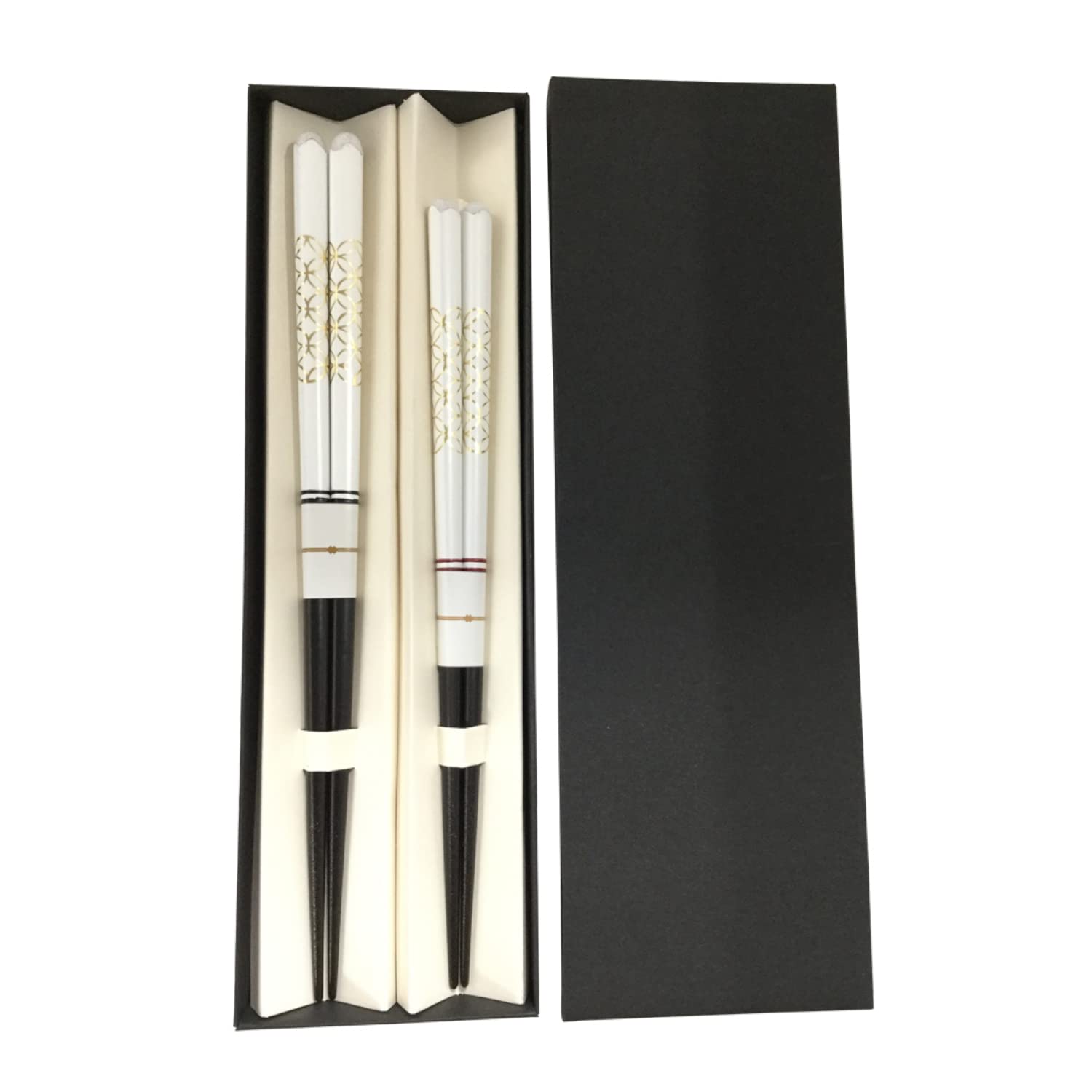 

NAKANO Lacquered Set of Gift Natural 23cm x White and with Round Foil Wrapping and Wakasa Made in Japan Chopsticks, 2, Couple s Chopsticks, Set, Wood, белый