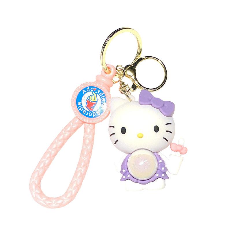 Creative Lamp Kt Cat Keychain Hello Kitty Bag Pendant Kt Cute Doll Car Key Chain Pendant