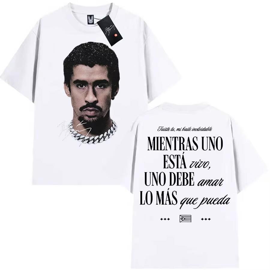 2026 Bad Bunny T-shirt för Män Kvinnor Debi Tirar Mas Fotos DTMF Bomulls T-shirts Till Hiphop Kortärmade Toppar KHAKI Casual T-shirt Lös T-shirt Streetwear