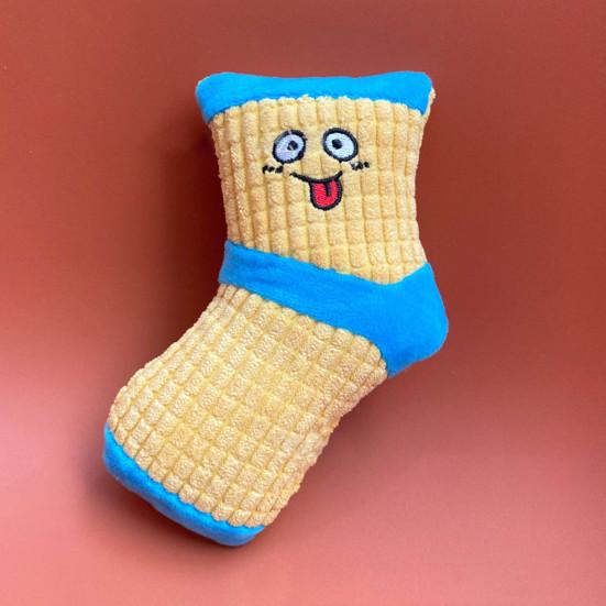 Yousheng Dog Chew Toy Bite-Resistant Multi-purpose Soft Fabric Socks Shape Puppy Squeaky Noise Sound Toy for Training