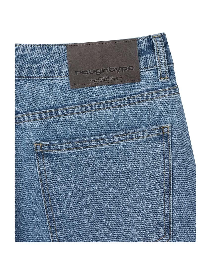 Lotaib Damage Semi-Bootcut Denim Pants - Mid Blue
