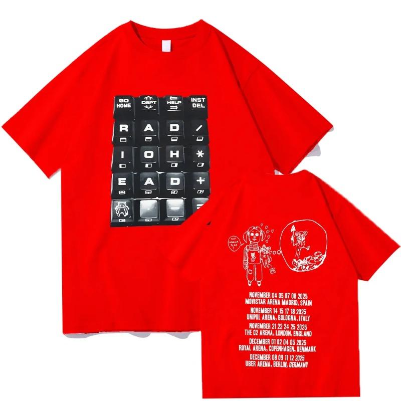 Radiohead 2026 Black Tour T-shirt Fashion Rock Band T Shirts Men Women Cotton Loose Tops Streetwear Summer Short Sleeve Clothes
